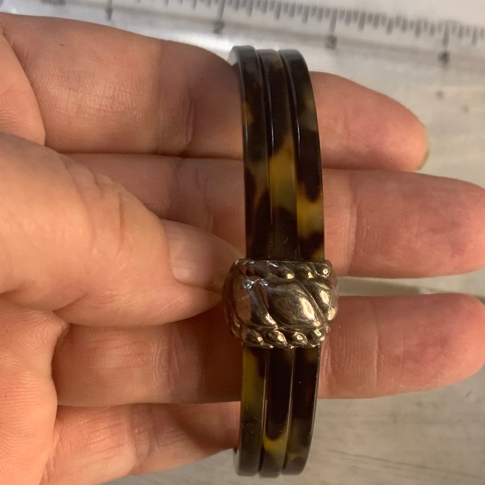 925 Sterling Tortoise Shell Patterned Bracelet - image 4